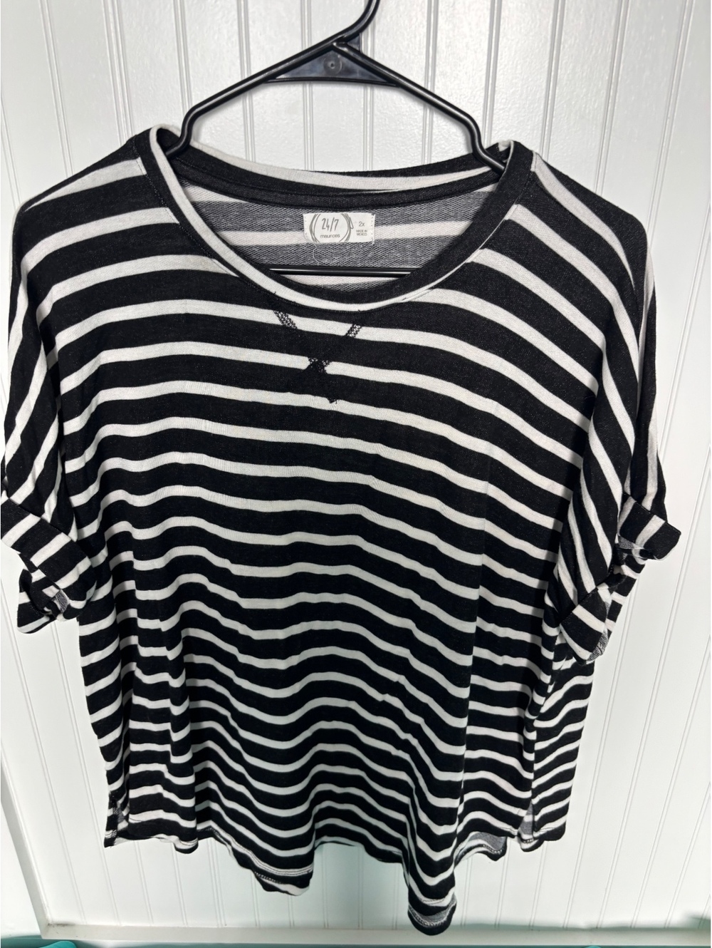 Black and white striped top